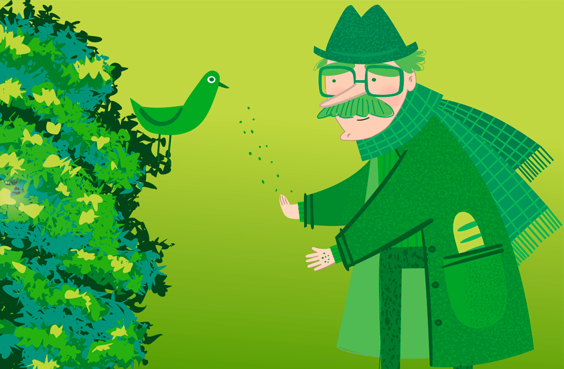 EL HOMBRECITO VERDE Y SU PÁJARO